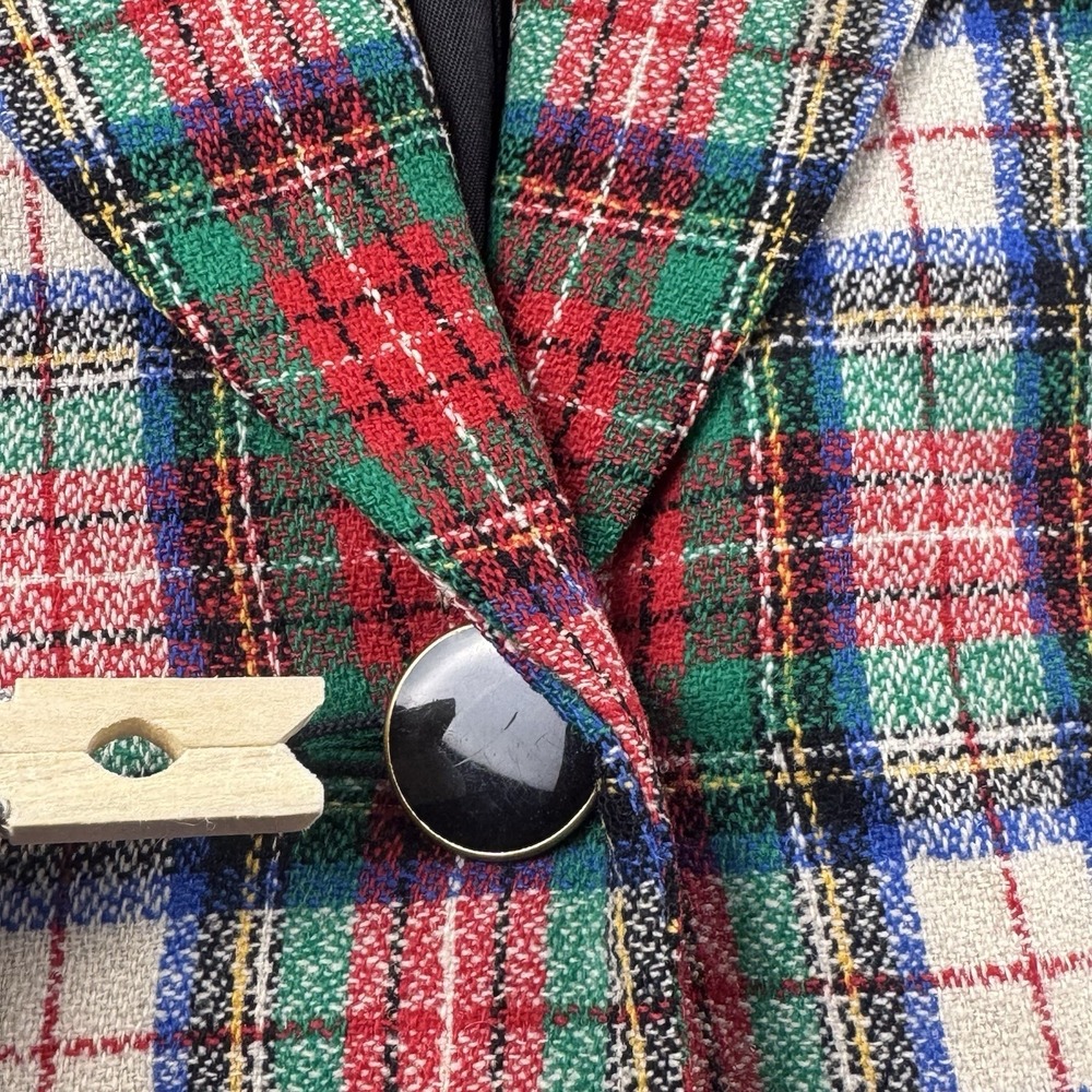 VTG Pendleton Womens 8 Wool Blazer Jacket Red Green Plaid Christmas Holiday - Picture 4 of 8